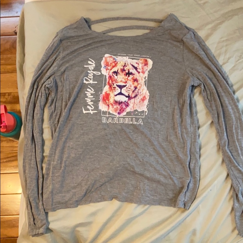 Size small gray barbells open back top